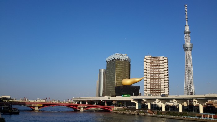 Otelin manzarası ( en sağdaki Tokyo Skytree, 634mt yüksekliği ile dünyanın ikincisi)